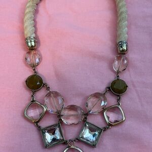 LOFT Silver and Cream Geometric Necklace